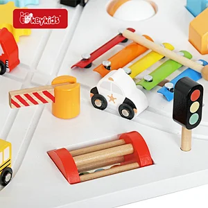 On Sale multi function educational wooden activity table with railway track toy W11B318