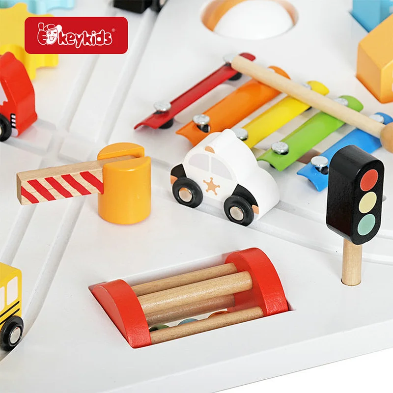 On Sale multi function educational wooden activity table with railway track toy W11B318