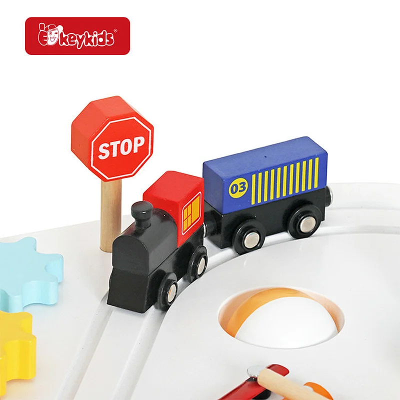 On Sale multi function educational wooden activity table with railway track toy W11B318