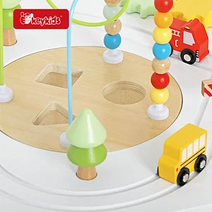 On Sale multi function educational wooden activity table with railway track toy W11B318